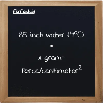 Example inch water (4<sup>o</sup>C) to gram-force/centimeter<sup>2</sup> conversion (85 inH2O to gf/cm<sup>2</sup>)